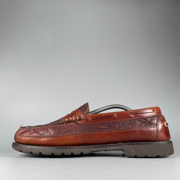 LL Bean Allagash Men\'s Size 11.5 D Brown Leather Slip On Penny Loafer Dress Shoe main image 7
